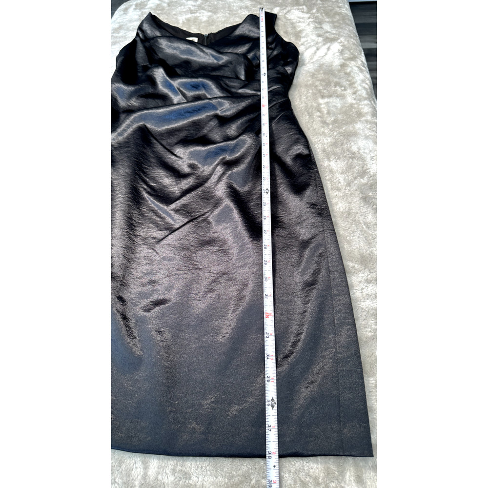 Anne Klein Vintage Black Satin Sleeveless Ruched Cocktail Dress Womens Size 8 - Picture 8 of 9